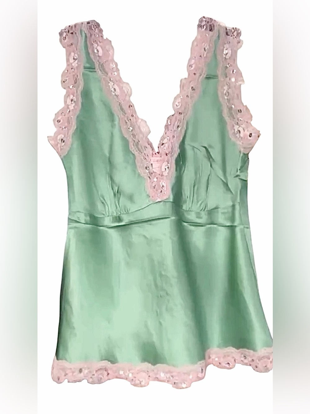 Gold Hawk | Silk Lace Trim V-Neck Tank Top